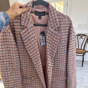 NWT Jason Bolden x Worthington Long Coat in Pink Multi Tweed